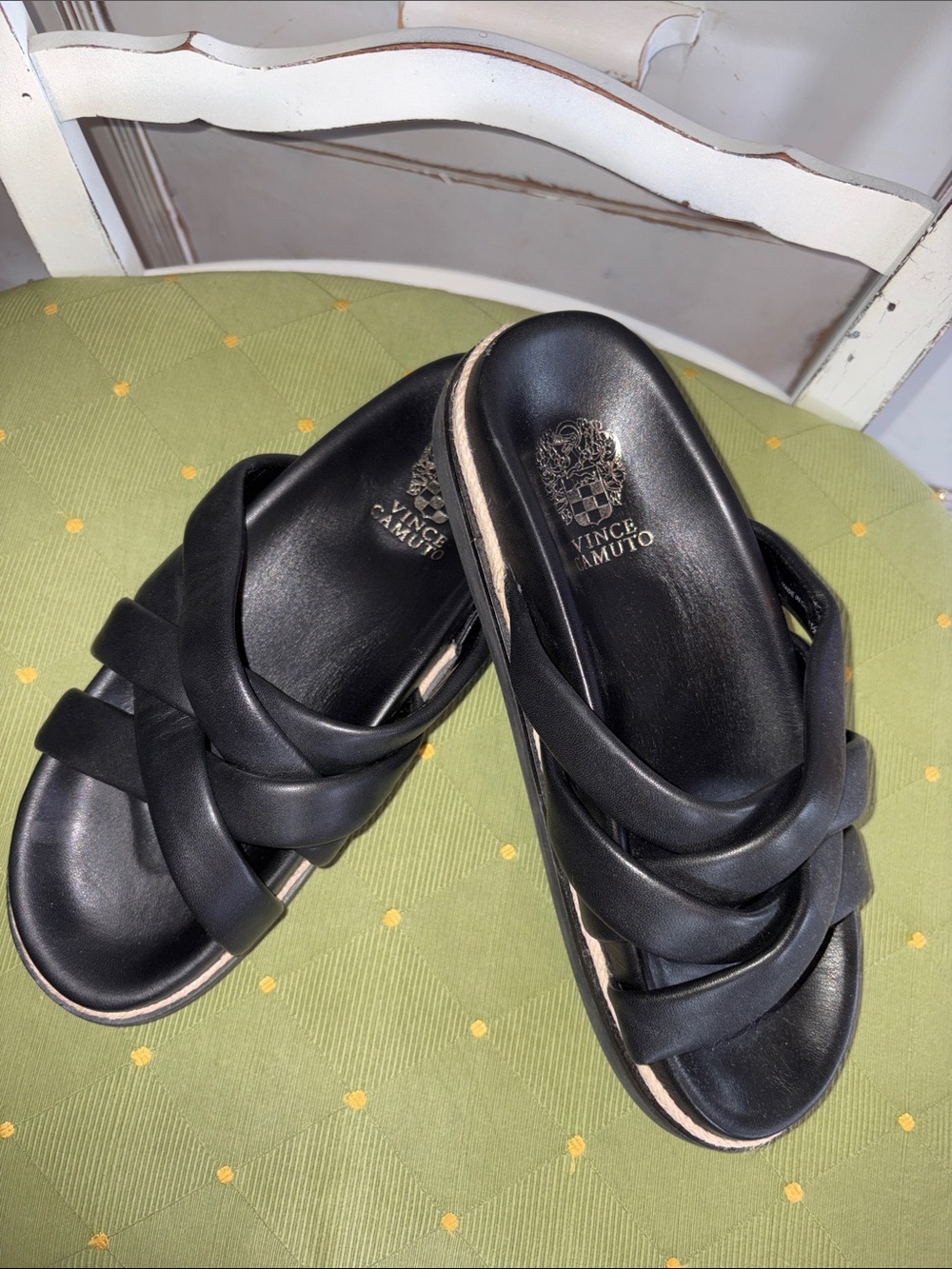 Vince Camuto Black Braided Leather Slide Mules 81/2